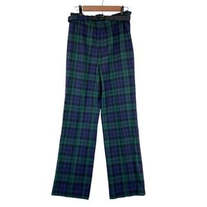 Vintage Prestige of Boston Women's 14 Plaid Belted Wide Leg Trousers Pants Retro